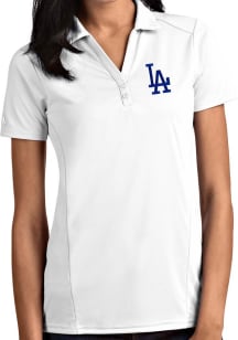 Antigua Los Angeles Dodgers Womens White Tribute Short Sleeve Polo Shirt