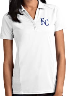 Antigua Kansas City Royals Womens White Tribute Short Sleeve Polo Shirt