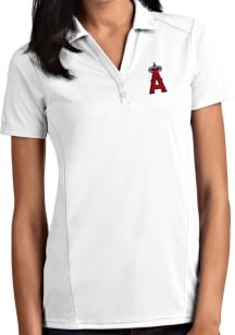 Antigua Los Angeles Angels Womens White Tribute Short Sleeve Polo Shirt