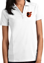 Antigua Baltimore Orioles Womens White Tribute Short Sleeve Polo Shirt
