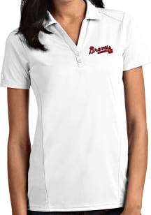 Antigua Atlanta Braves Womens White Tribute Short Sleeve Polo Shirt