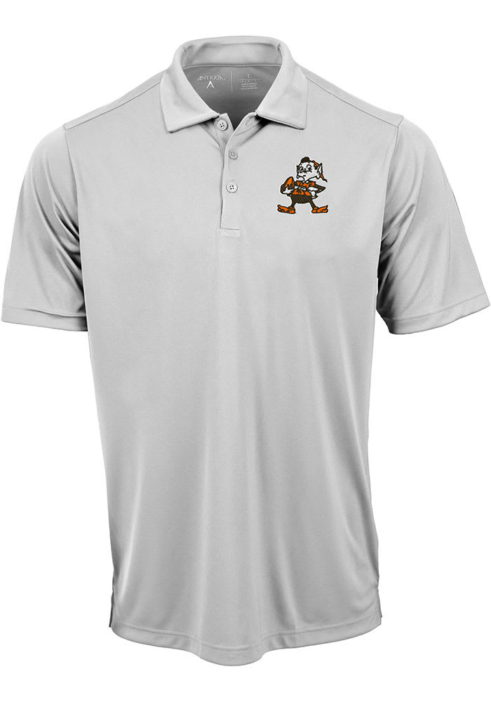 Brownie # Antigua Cleveland Browns Mens White Tribute Short Sleeve Polo