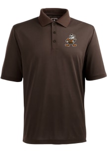 Brownie  Antigua Cleveland Browns Mens Brown Pique Short Sleeve Polo