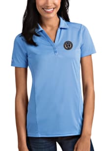 Antigua Philadelphia Union Womens Blue Tribute Short Sleeve Polo Shirt