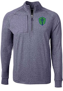 Cutter and Buck Seattle Sounders FC Mens Navy Blue Adapt Eco Knit Big and Tall Qtr Zip