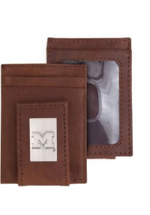 Leather Front Pocket Michigan Wolverines Mens Money Clip - Brown