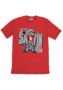 Julian Sayin Ohio State Buckeyes Red Football Bobblehead Caricature Short Sleeve Fashion Player T..