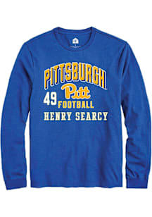 Henry Searcy Mens Blue Pitt Panthers NIL Arch Logo Long Sleeve Player T Shirt