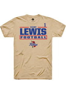 Champ Lewis Rally Mens Brown Tulsa Golden Hurricane NIL Stacked Box Player T Shirt