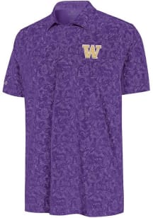 Mens Washington Huskies Purple Antigua Lush Short Sleeve Polo Shirt