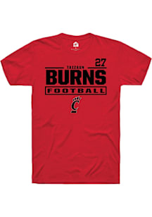 Taizaun Burns Cincinnati Bearcats Red Football NIL Stacked Box Short Sleeve Player T Shirt