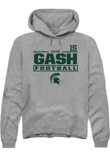 Caleb Gash Rally Mens Graphite Michigan State Spartans NIL Stacked Box Hooded Sweatshirt