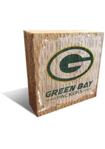 Green Bay Packers Team Logo 6x6 Block Sign - Green