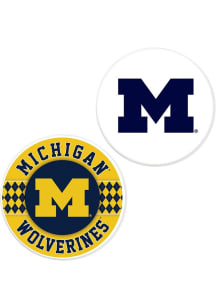 Yellow Michigan Wolverines Argyle and Logo Car Coaster