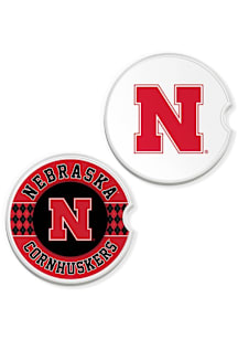 Nebraska Cornhuskers Argyle and Logo Car Coaster - Red