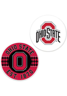 Red Ohio State Buckeyes Argyle and Logo Car Coaster