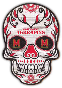 Red Maryland Terrapins 12in Sugar Skull Sign