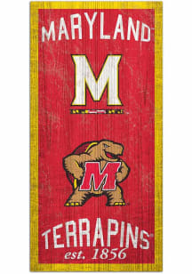 Red Maryland Terrapins 6X12 Heritage Logos Sign