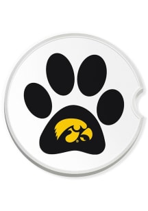 Yellow Iowa Hawkeyes Paw Print Car Coaster