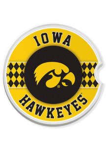 Yellow Iowa Hawkeyes Argyle Car Coaster