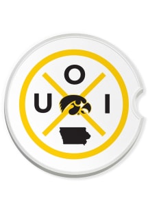 Yellow Iowa Hawkeyes Location Car Coaster