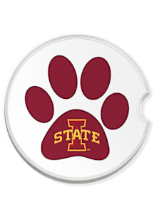 Iowa State Cyclones Paw Print Car Coaster - Red