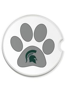 Green Michigan State Spartans Paw Print Car Coaster