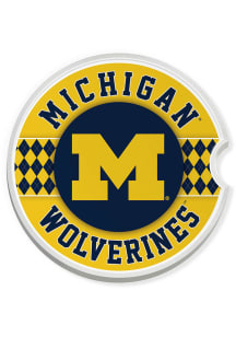 Yellow Michigan Wolverines Argyle Car Coaster