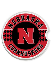 Red Nebraska Cornhuskers Argyle Car Coaster