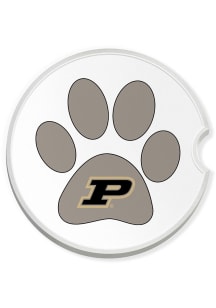 Black Purdue Boilermakers Paw Print Car Coaster