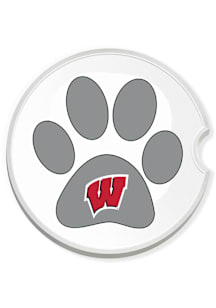 Wisconsin Badgers Paw Print Car Coaster - Red