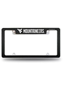 West Virginia Mountaineers Carbon Fiber All Over Chrome License Plate Frame - Black
