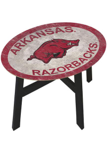 Arkansas Razorbacks Distressed Side Red End Table