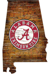 Alabama Crimson Tide Distressed State 24 Inch Sign