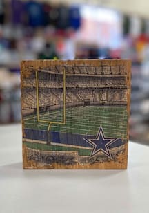 Dallas Cowboys Stadium Sketch 6X6 Block Sign - Navy Blue