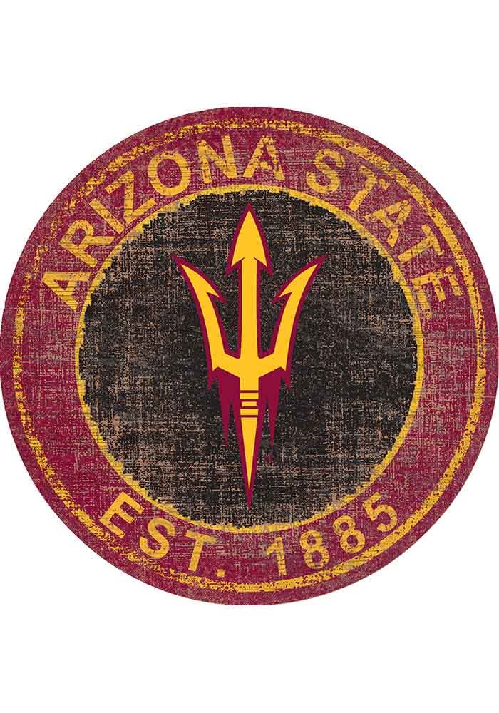Arizona State Sun Devils Round Heritage Logo Sign MAROON - 326200539