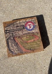 Texas Rangers Stadium Sketch 6X6 Block Sign