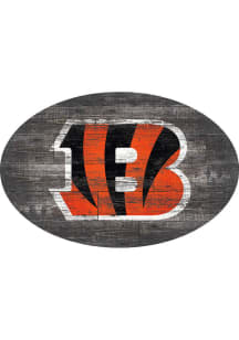 Cincinnati Bengals 46in Distressed Wood Oval Sign