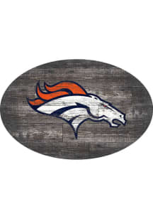 Denver Broncos 46in Distressed Wood Oval Sign