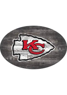 Kansas City Chiefs 46in Distressed Wood Oval Sign