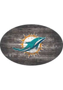 Miami Dolphins 46in Distressed Wood Oval Sign