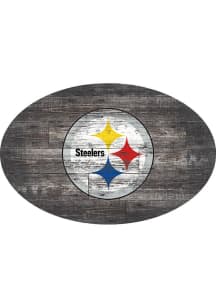 Pittsburgh Steelers 46in Distressed Wood Oval Sign