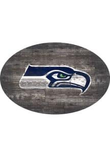 Seattle Seahawks 46in Distressed Wood Oval Sign