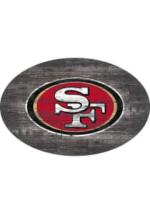 San Francisco 49ers 46in Distressed Wood Oval Sign