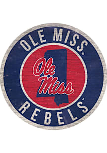Ole Miss Rebels 12 in Circle State Sign - Red