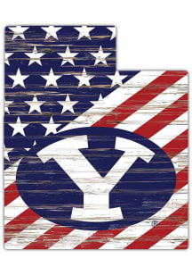 BYU Cougars 12 Inch USA State Cutout Sign