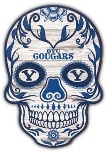 BYU Cougars 12 Inch Sugar Skull Sign