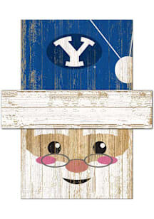 BYU Cougars Santa Head Sign - Navy Blue