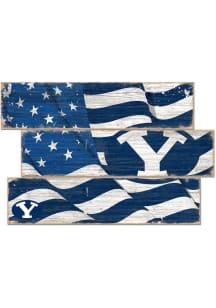 BYU Cougars Flag 3 Plank Sign