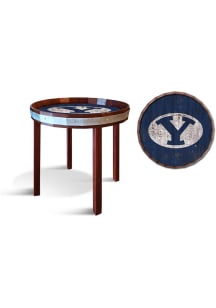 BYU Cougars 24 Inch Barrel Top Side Navy Blue End Table